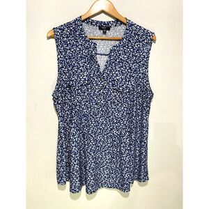 Cocomo popover top babydoll non sleeves comfy casual spring summer blue women 3X